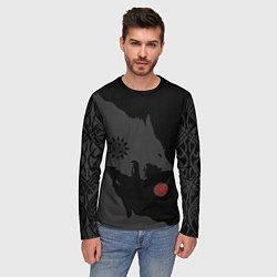 Лонгслив мужской Волки викингов с обережными символами - тату, цвет: 3D-принт — фото 2