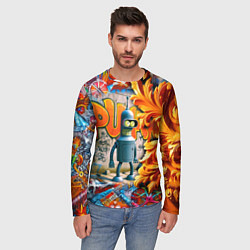Лонгслив мужской Бендер сгибающий Родригес - граффити, цвет: 3D-принт — фото 2
