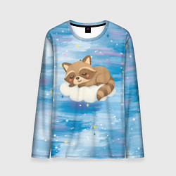 Лонгслив мужской Милый енот спит на облаке, цвет: 3D-принт