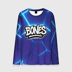Мужской лонгслив Bones белое лого на синих плитах