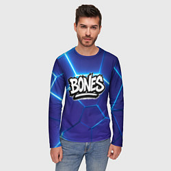Лонгслив мужской Bones белое лого на синих плитах, цвет: 3D-принт — фото 2