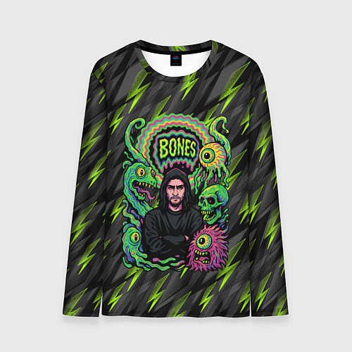 Мужской лонгслив Bones психоделический стиль / 3D-принт – фото 1