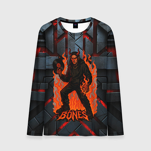 Мужской лонгслив Bones в стиле дьявола с пластинкой / 3D-принт – фото 1