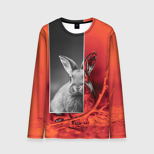 Мужской лонгслив Хмурый кролик / 3D-принт – фото 1