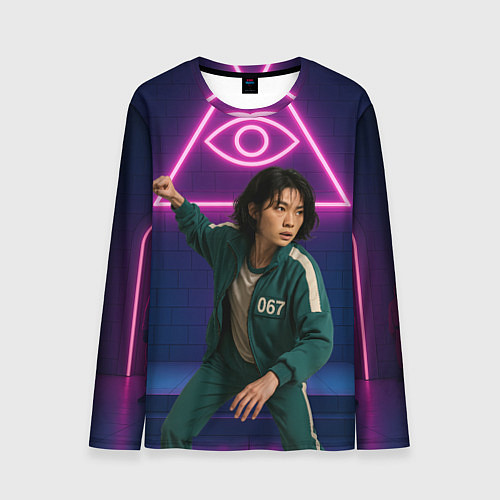 Мужской лонгслив Игрок 067 замахивается - Игра в кальмара / 3D-принт – фото 1