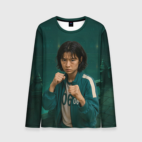 Мужской лонгслив Игра в кальмара - игрок 067 в стойке бойца / 3D-принт – фото 1