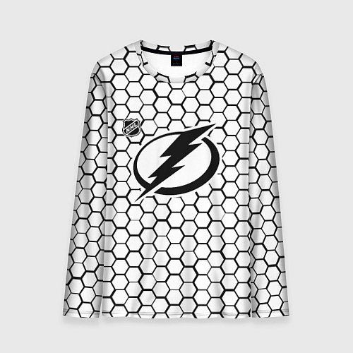 Мужской лонгслив Тампа Бэй Лайтнинг - белые соты / 3D-принт – фото 1