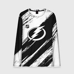 Лонгслив мужской Тампа Бэй Лайтнинг - черная краска, цвет: 3D-принт