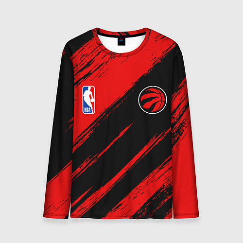 Мужской лонгслив Торонто Рэпторс - красные потертости / 3D-принт – фото 1