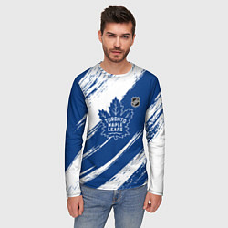 Лонгслив мужской Торонто Мейпл Лифс - брызги синей краски, цвет: 3D-принт — фото 2