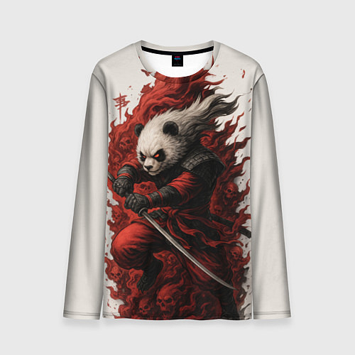 Мужской лонгслив Демоническая панда самурай - нейроарт / 3D-принт – фото 1