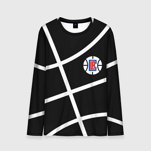 Мужской лонгслив Клипперс - текстура черного мяча / 3D-принт – фото 1