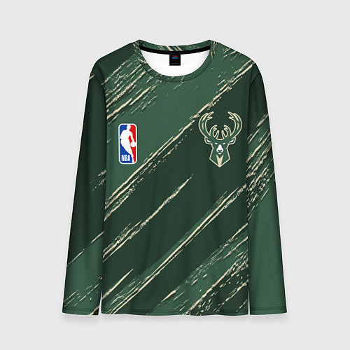 Мужской лонгслив Милуоки Бакс - линии с потертостями / 3D-принт – фото 1