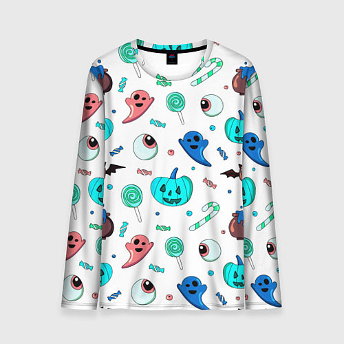 Мужской лонгслив Halloween light blue pumpkin / 3D-принт – фото 1