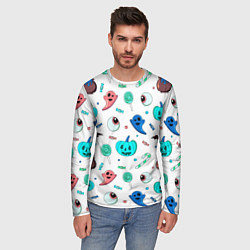 Лонгслив мужской Halloween light blue pumpkin, цвет: 3D-принт — фото 2