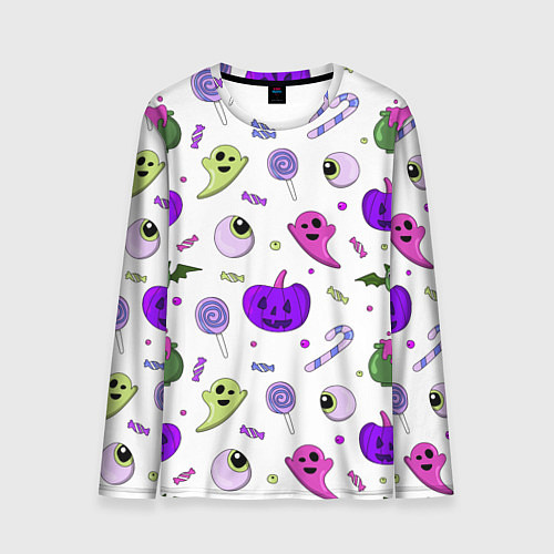 Мужской лонгслив Halloween purple pumpkin pattern / 3D-принт – фото 1