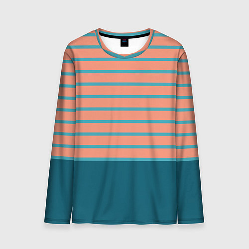 Мужской лонгслив Полосатый мандариновый морской рассвет / 3D-принт – фото 1