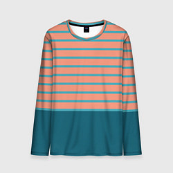 Лонгслив мужской Полосатый мандариновый морской рассвет, цвет: 3D-принт