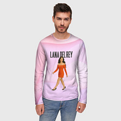 Лонгслив мужской Lana Del Rey - оранжевое платье, цвет: 3D-принт — фото 2