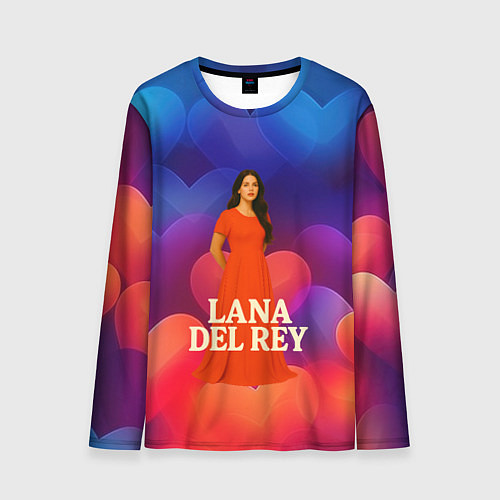Мужской лонгслив Lana Del Rey на фоне сердечек / 3D-принт – фото 1