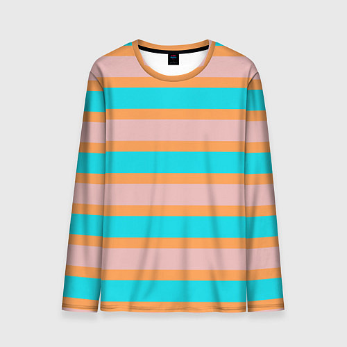 Мужской лонгслив Полосы бирюзово-розовые / 3D-принт – фото 1