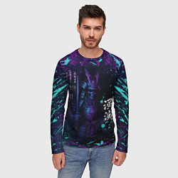 Лонгслив мужской Призрачный самурай - неоновый арт, цвет: 3D-принт — фото 2