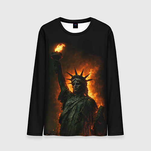 Мужской лонгслив Статуя свободы в огне / 3D-принт – фото 1