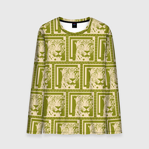 Мужской лонгслив Леопард в оливковом / 3D-принт – фото 1