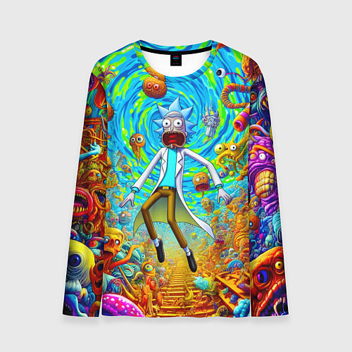 Мужской лонгслив Кошмарный сон Рика Санчеса - нейроарт фантазия / 3D-принт – фото 1