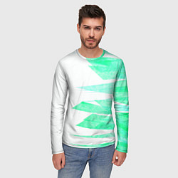 Лонгслив мужской Color white light blue strip, цвет: 3D-принт — фото 2