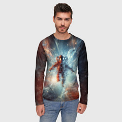 Лонгслив мужской Космонавт в космической туманности, цвет: 3D-принт — фото 2