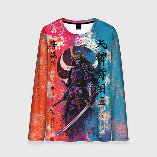 Мужской лонгслив Призрачный самурай - краски / 3D-принт – фото 1