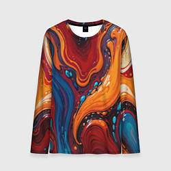 Лонгслив мужской Пламя и синева, цвет: 3D-принт