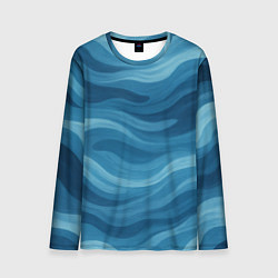 Лонгслив мужской Камуфляжные синие волны, цвет: 3D-принт