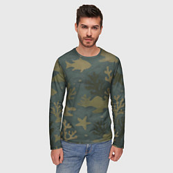 Лонгслив мужской Подводный камуфляж из рыб, цвет: 3D-принт — фото 2