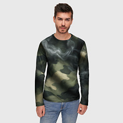 Лонгслив мужской Камуфляжная ткань с дымом, цвет: 3D-принт — фото 2