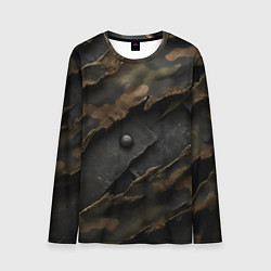 Лонгслив мужской Камуфляжная ткань на металле, цвет: 3D-принт