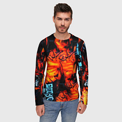 Лонгслив мужской Абстрактная текстура рыжего пламени, цвет: 3D-принт — фото 2