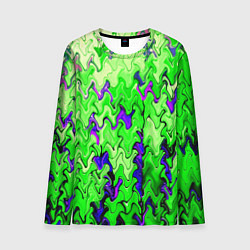 Мужской лонгслив Ярко-зелёный стекающая абстаркция