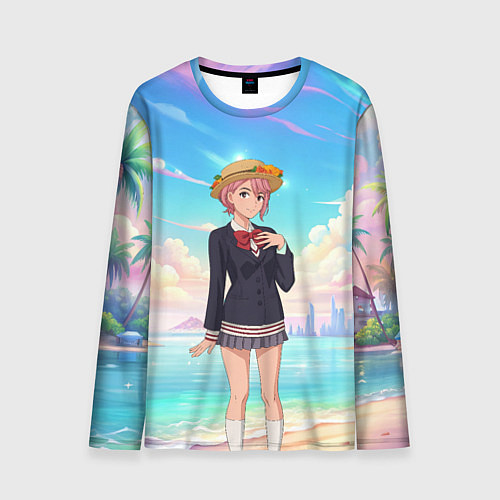 Мужской лонгслив Дандадан Сиратори Айра на берегу моря / 3D-принт – фото 1