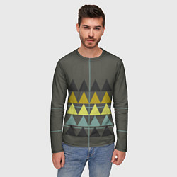 Лонгслив мужской Абстрактный лес, геометрический с однотоном, цвет: 3D-принт — фото 2