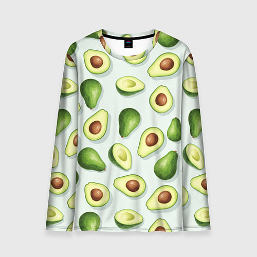 Мужской лонгслив Авокадо - паттерн / 3D-принт – фото 1