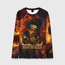 Лонгслив мужской XXXTentacion на фоне огня, цвет: 3D-принт
