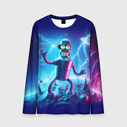 Мужской лонгслив Bender on neon planet - ai art fantasy