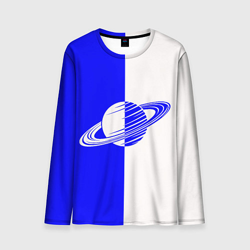 Мужской лонгслив Сатурн сине-белый / 3D-принт – фото 1