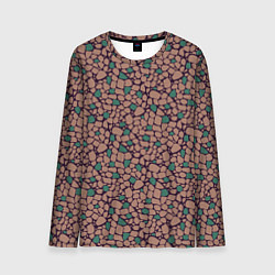 Мужской лонгслив Мелкий мозаичный коричневый зеленый узор хакки