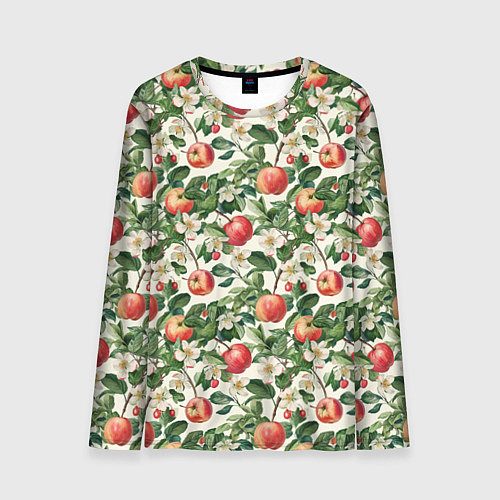 Мужской лонгслив Яркие яблочки - паттерн / 3D-принт – фото 1