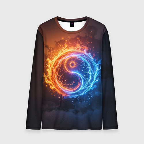 Мужской лонгслив Инь ян огонь и лёд / 3D-принт – фото 1