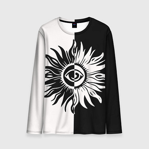 Мужской лонгслив Солнце черно-белое / 3D-принт – фото 1