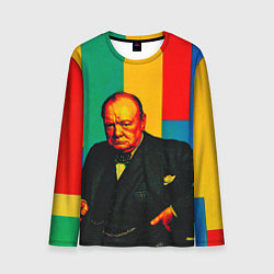 Лонгслив мужской Уинстон Черчилль поп-арт, цвет: 3D-принт